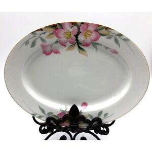 19322 Noritake Azalea Pattern Red 1925-1933 Mark 11.625" Oval Serving Platter
